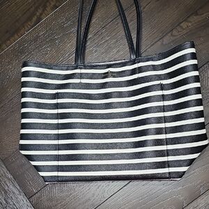 KATE SPADE Black and White Striped Tote Bag